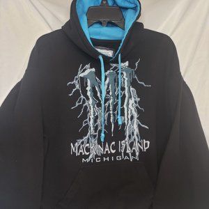 Mackinac Island Michigan Youth Pullover Black Hoodie (Size L)
